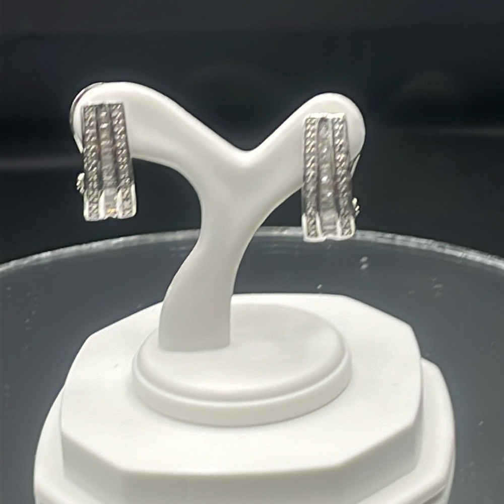 Chic Silver Rectangular Earrings - image 1